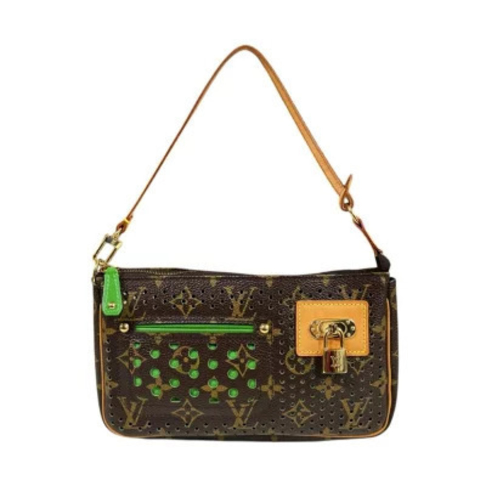 Louis Vuitton Pochette Accessoires Monogram Perfo Handbag Canvas Brown